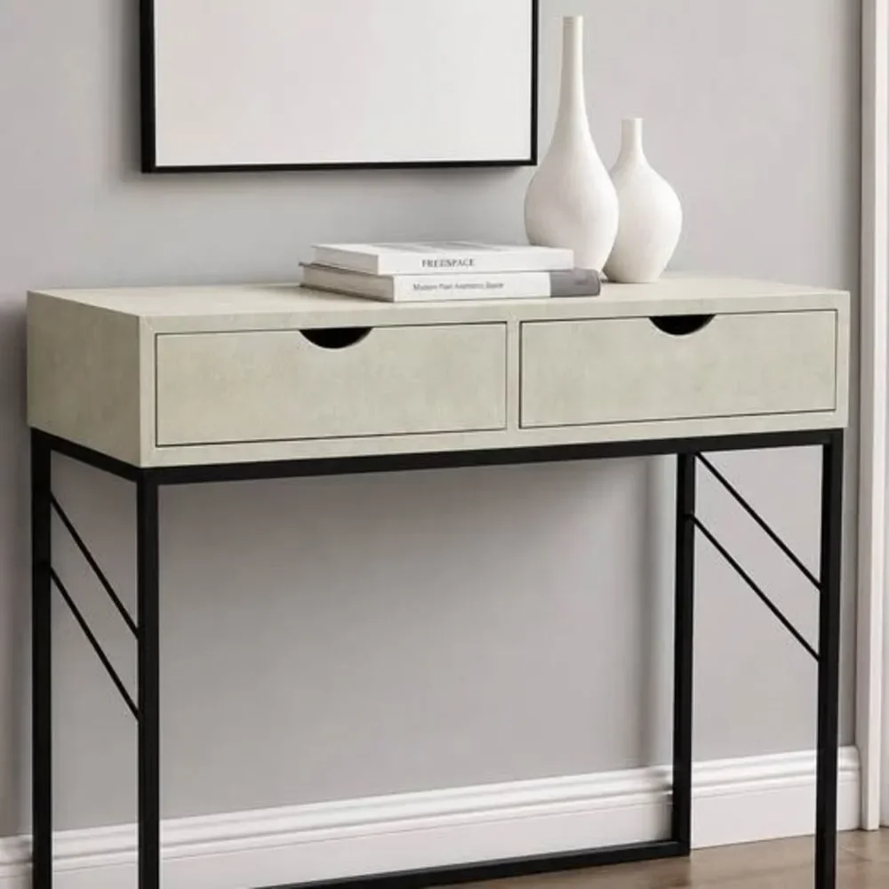 Walker Edison 2-Drawer Faux Shagreen Entry Table - Off-White
